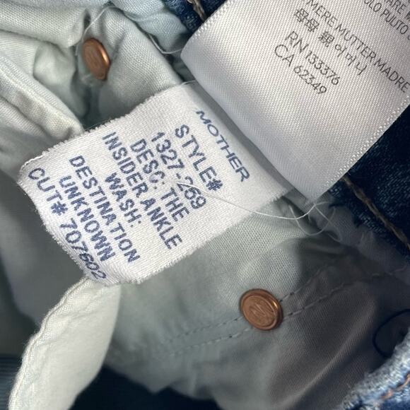 Mother The Insider Ankle Jeans Destination Unknown Size 27 High Rise Cotton - Picture 11 of 11